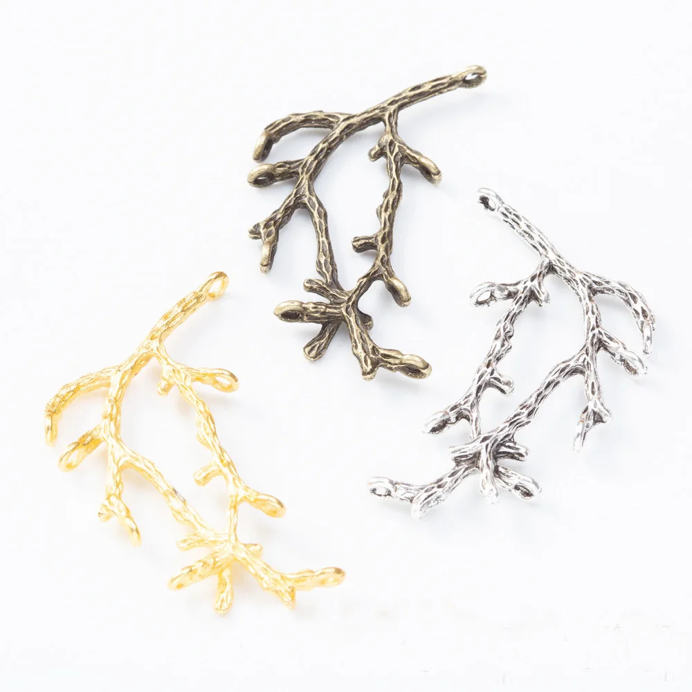 4 Pieces/Lot 29*47mm Gold Color Branch Leaf Pendant Branch Charm Vintage DIY Accessories For Jewelry Making