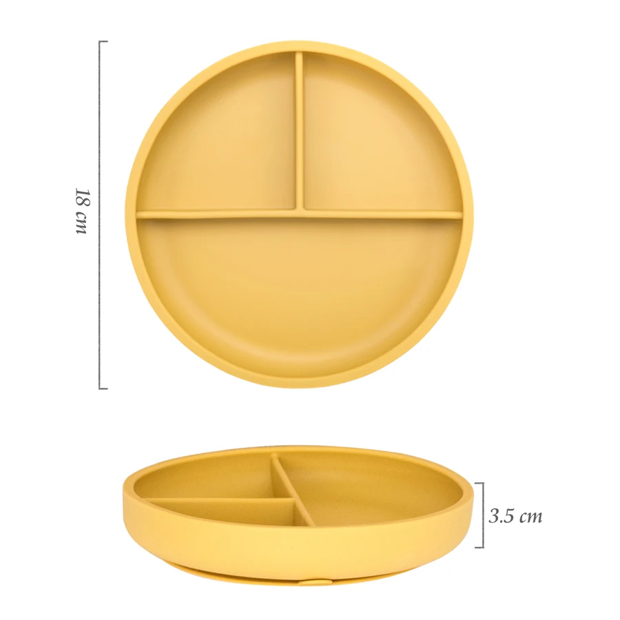 Cute Pure Color Weaning Children\'s Tableware Feeding Suction Plate Training Bowl Dining Appliance Food Grade Baby Accessories