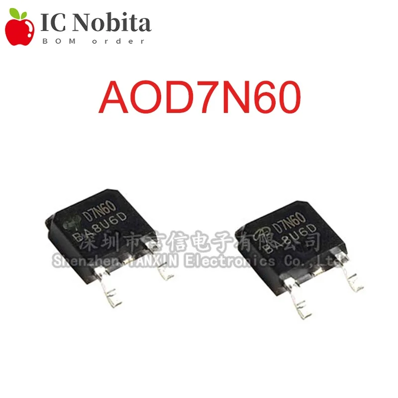 10PCS AOD7N60 D7N60 7A 600V TO-252 Transistor FET MOS IC Novo