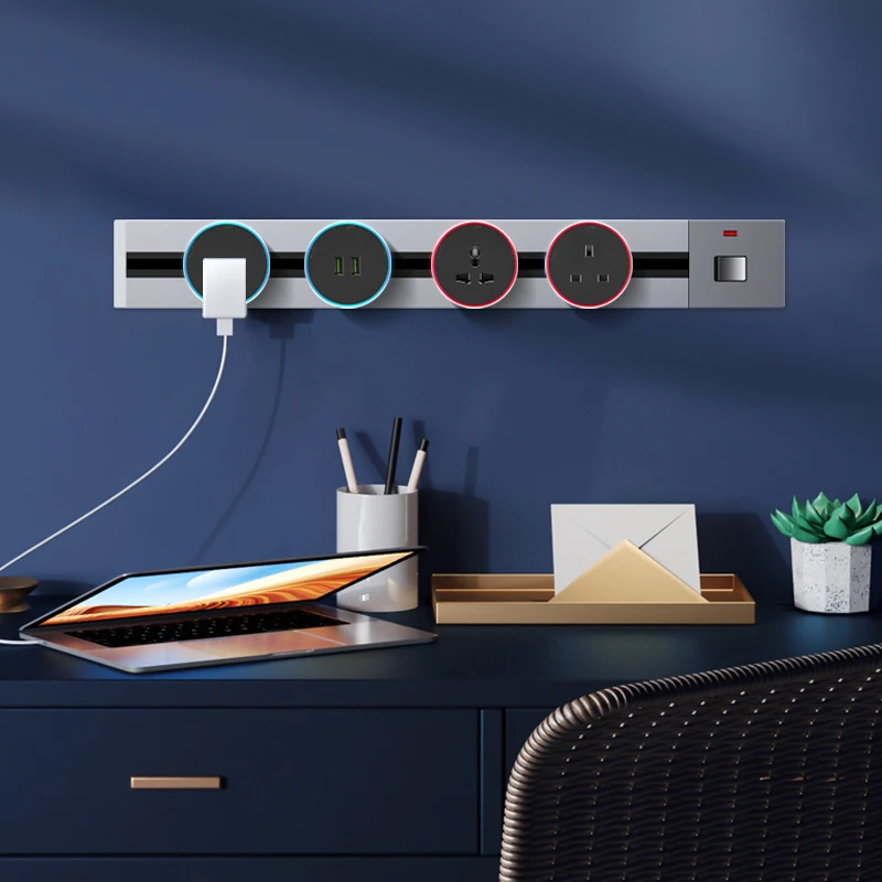 Herepow-Tomada de Track Power com USB, Eletrodomésticos, Adaptador Elétrico, Tomada de Alta Qualidade, Soquetes de Parede Padrão do Reino Unido,