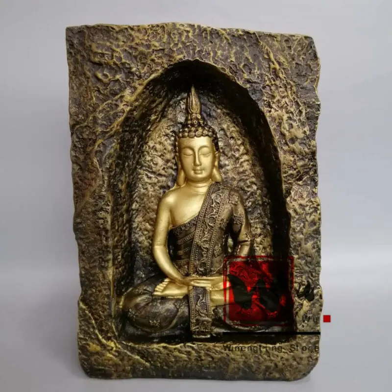 

Chinese Archaize Resin Shakyamuni Buddha Candlestick Statue