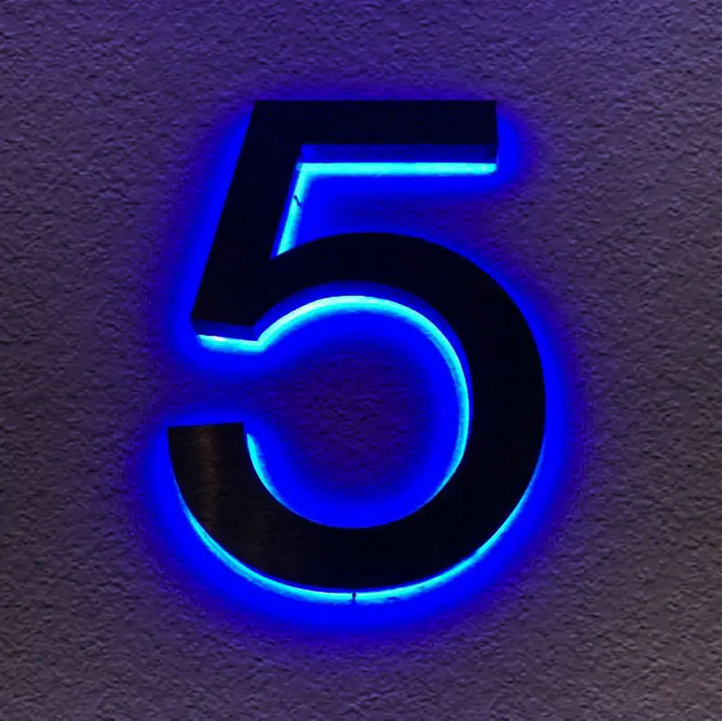 Custom Outdoor 3d Led Backlit Rvs Adres Nummer Verlichte Huisnummers