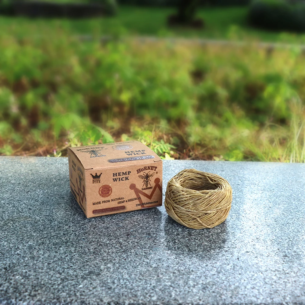 HORNET 100% Organic Hemp Wick 197 FT Spool Natural Hemp Wicks Well Coated with Natural Bee Wax Standard Size
