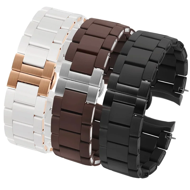 For Armani AR5890 /5891/5906 /5905 Watchband wrist men women silicone stainless steel strap 20mm 23mm Black brown white bracelet