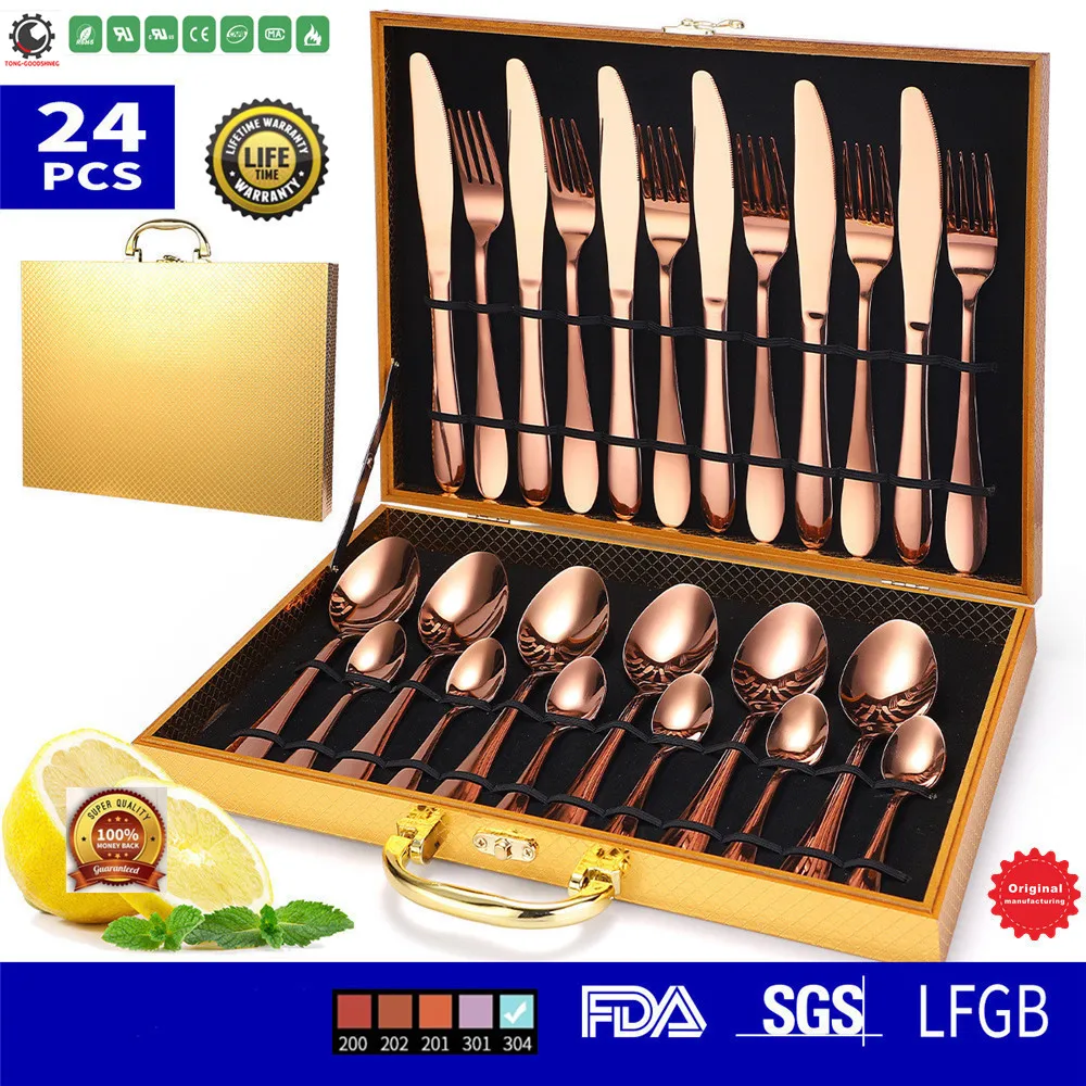 Dining Flatware Utensils set for 6,Silverware Set for gift,Luxury Cutlery Set Dinner Knife,Dinner Forks,Dinner Spoons,Teaspoons