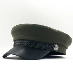 Gorra militar informal de alta calidad para hombre y mujer, Boina de algodón, sombreros planos de capitán, camionero, Vintage, negro, deporte, papá, hueso masculino