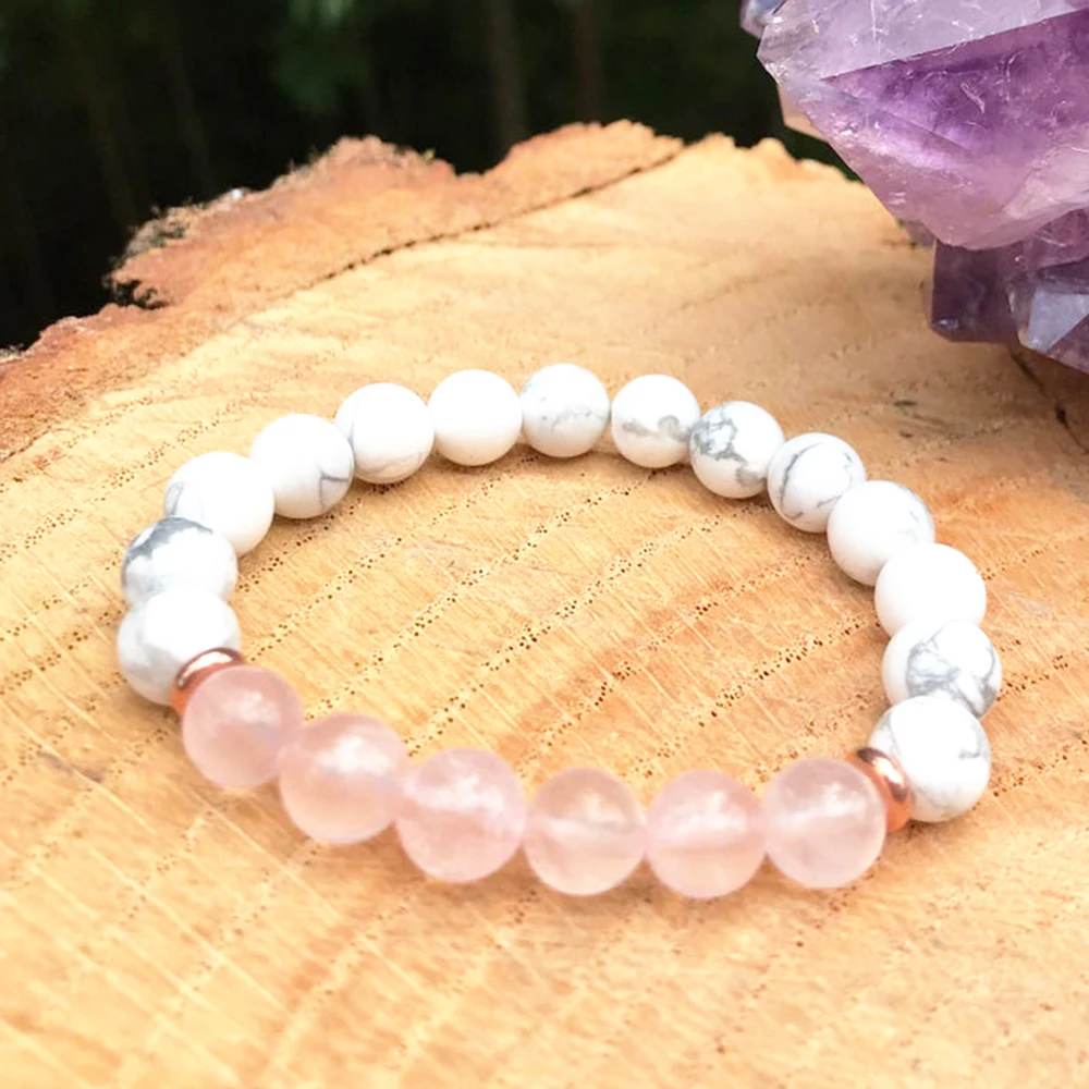 Wholesale Genuine Rose Quartz Howlite Bracelet Divine Love Yogi Bracelet Best Gift Bracelet for Women