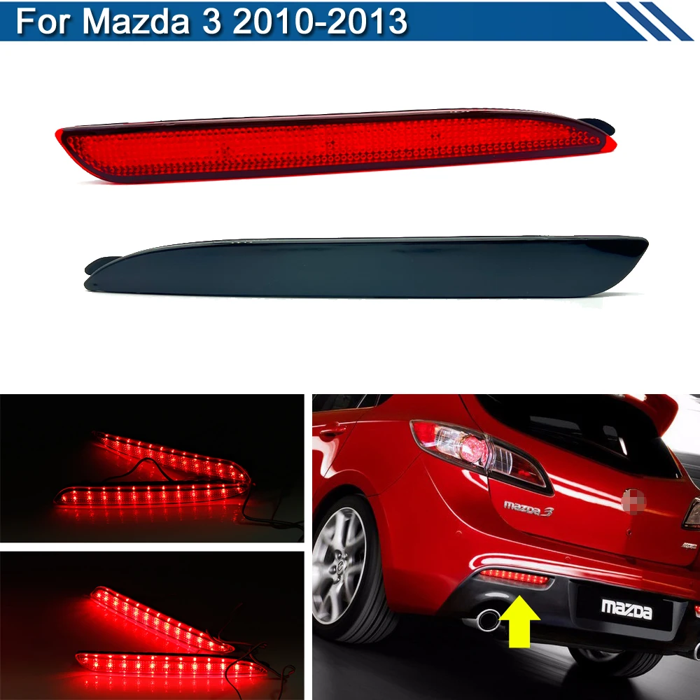 2Pcs LED Rear Bumper Reflector Warning Light For Mazda 3 Mazdaspeed 3 Axela BL5FW/BLEAW/BLEFW 2010-2013 Braking Brake Light