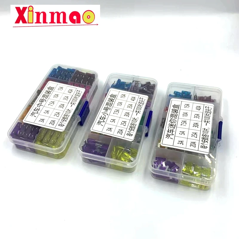 Combination Car Fuse 50/100PCS Assortment Set for Auto Blade Type Cars Fuses 3/5/7.5/10/15/20/25/30/35/A/40A with Box and Clip