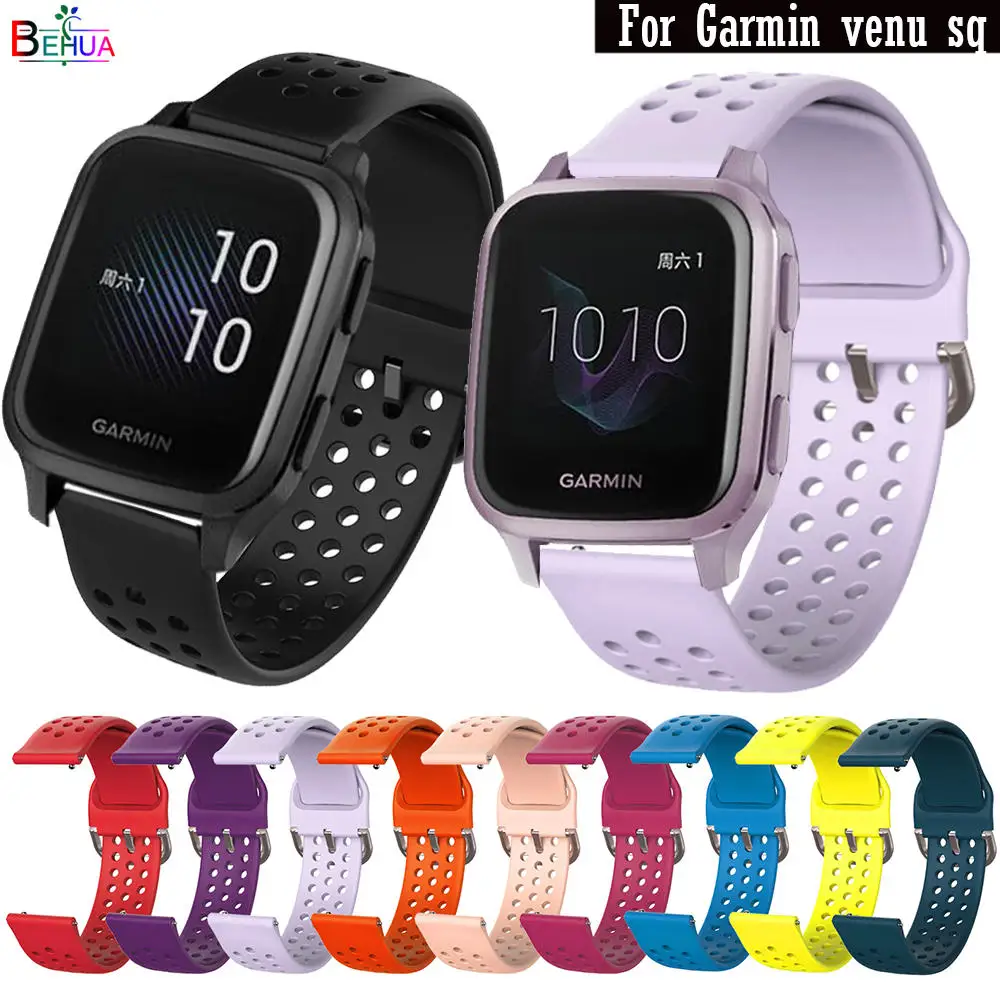 BEHUA 20Mm Mềm Dây Silicon Dành Cho Garmin Venu Sq Dây Thay Thế Vòng Đeo Tay WristStrap Cho Huawei Honor Dây ES Dây Đeo Tay