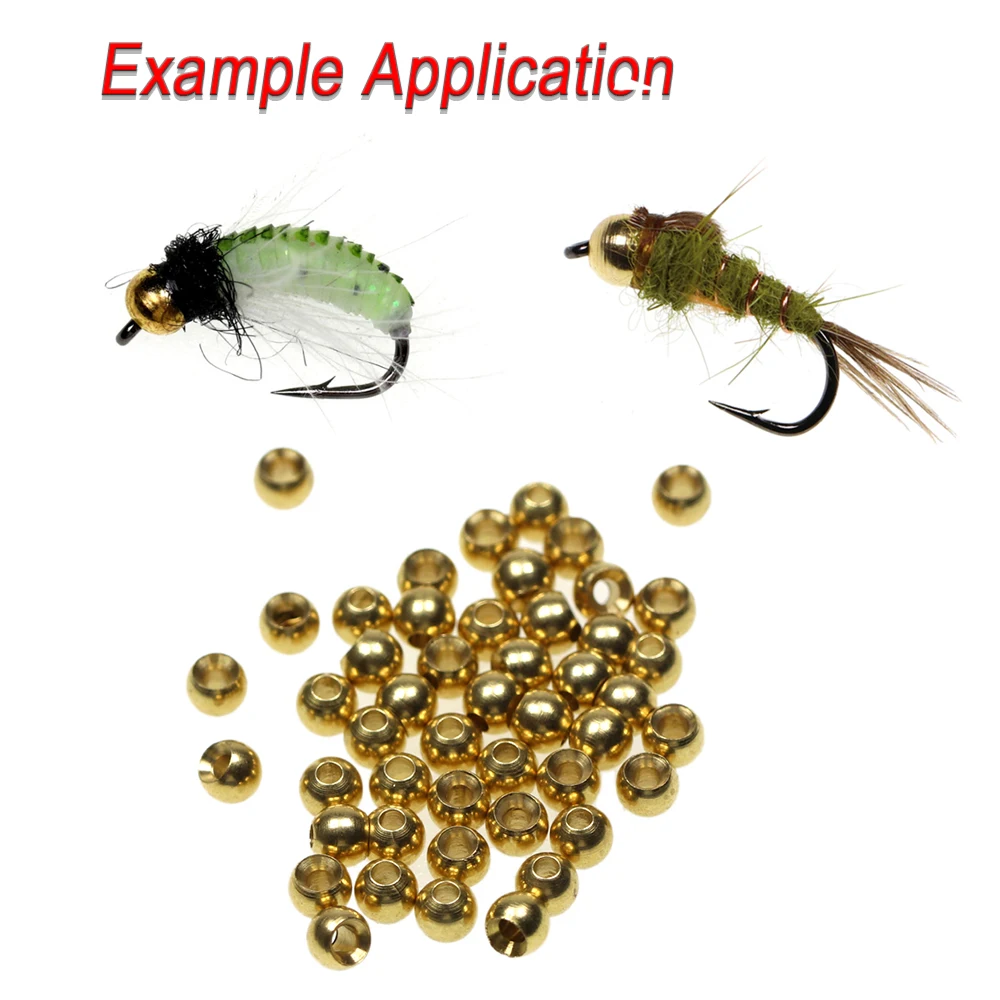 ICERIO 100PCS Brass Beads Head for Nymph Streamer Bugs Fly Fishing Tying Materials 2.4mm 2.8mm 3.3mm 3.8mm