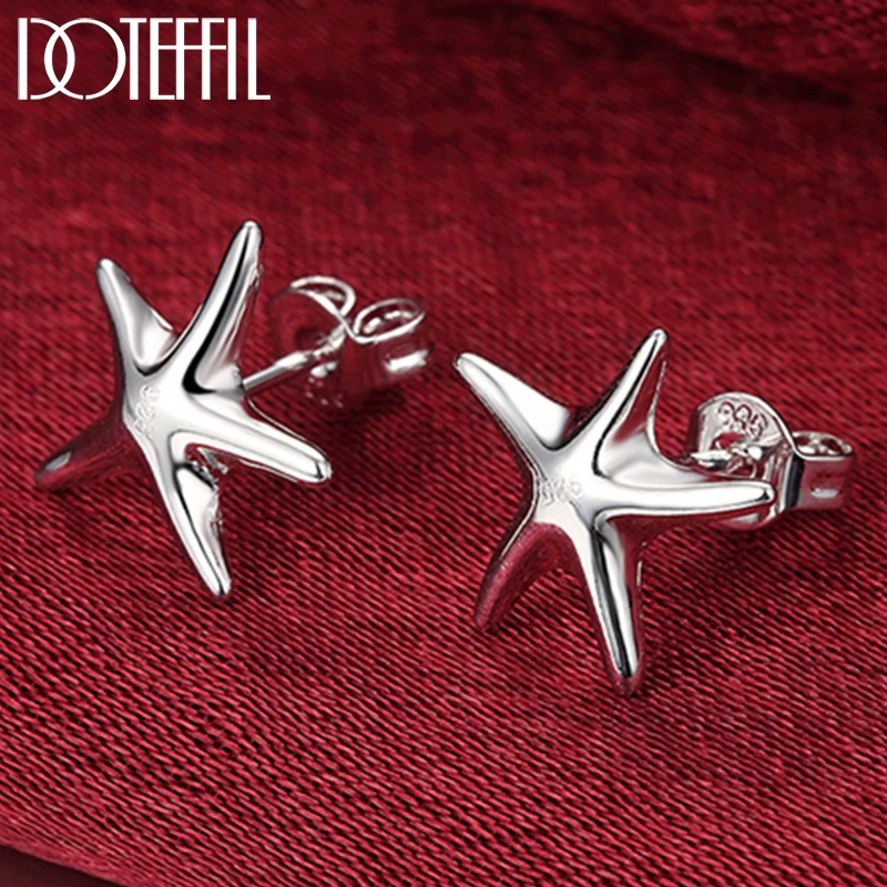 DOTEFFIL 925 Sterling Silver Starfish Stud Earrings For Woman Wedding Engagement Fashion Party Charm Jewelry