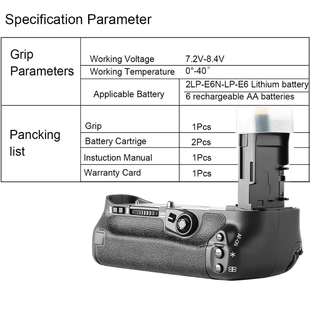 Meike MK-7D2 Professional Battery Grip for Canon EOS 7D2 7D Mark II DSLR Cameras as BG-E16