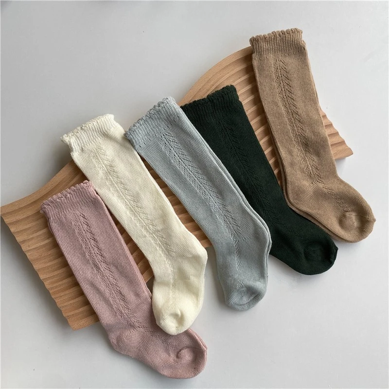 New Fashion Kids Knee High Socks Baby Boys Girls Cotton Mesh Breathable Soft Socks Children Long Socks Suit For 0-8 Years