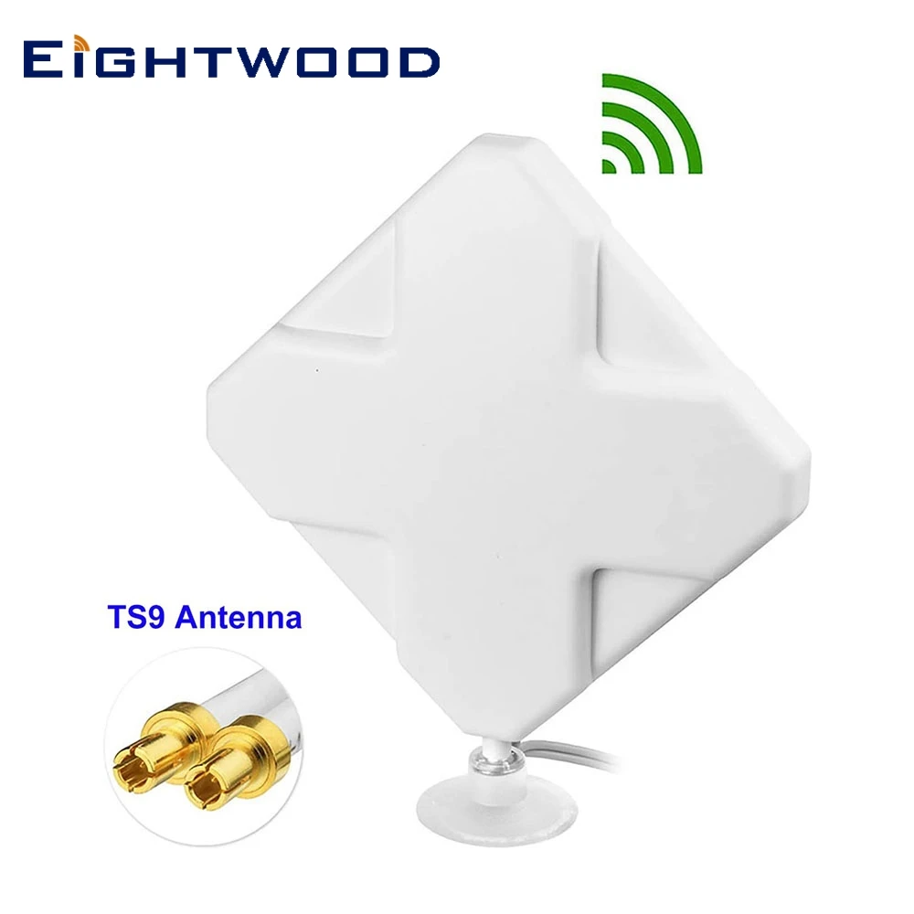 

Eightwood High Gain 4G LTE 35dbi Panel MIMO Dual TS9 Male Antenna Aerial for Netgear LB1120 LB1121 LB2120 Nighthawk M1 MR1100