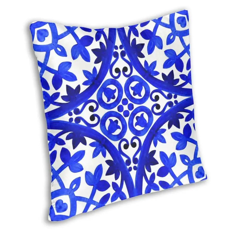 Portuguese Azulejo Tiles Cushion Covers Sofa Decoration Blue Delft Porcelain Square Throw Pillow Case 40x40cm