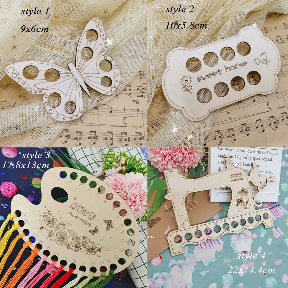 Cat DIY Crafts Needle Arts Sewing Machine Wood Butterfly Thread Holder Storage Tools Embroidery Floss Organizer Cross Stitch