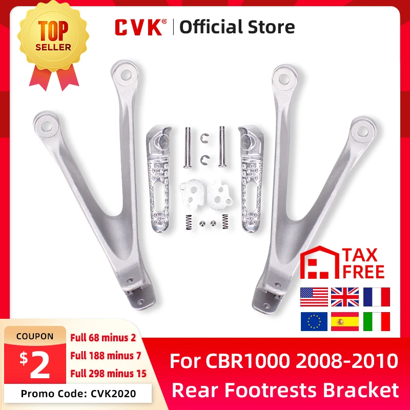 

CVK Motorcycle Aluminium Rear Footrests Bracket Kit Foot Pegs Rests Assembly For HONDA CBR1000 RR 08-10 CBR1000RR 2008 2009 2010