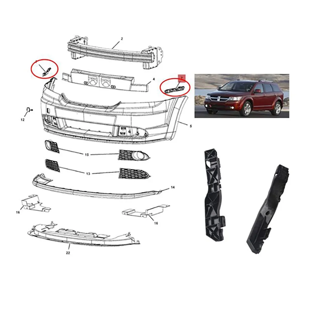 For Dodge Journey 2010-2020 2Pcs Front Bumper-Support Bracket Left & Right Side 5178410AD 5178411AD Bumper Bracket