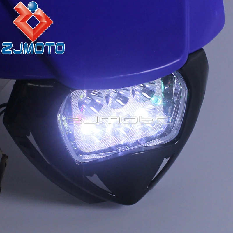 Universal Dirt Bike LED Headlight Fairing For Honda Kawasaki CRF250 CRF450 Six Days KLR KLX KX EXC XC MX Enduro Red Headlamp