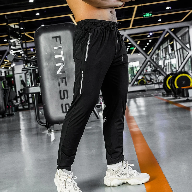 Summer Thin Men Sports Running Pants zipper pocket Athletic Football Soccer Training sport Pants Legging jogging Gym Trousers