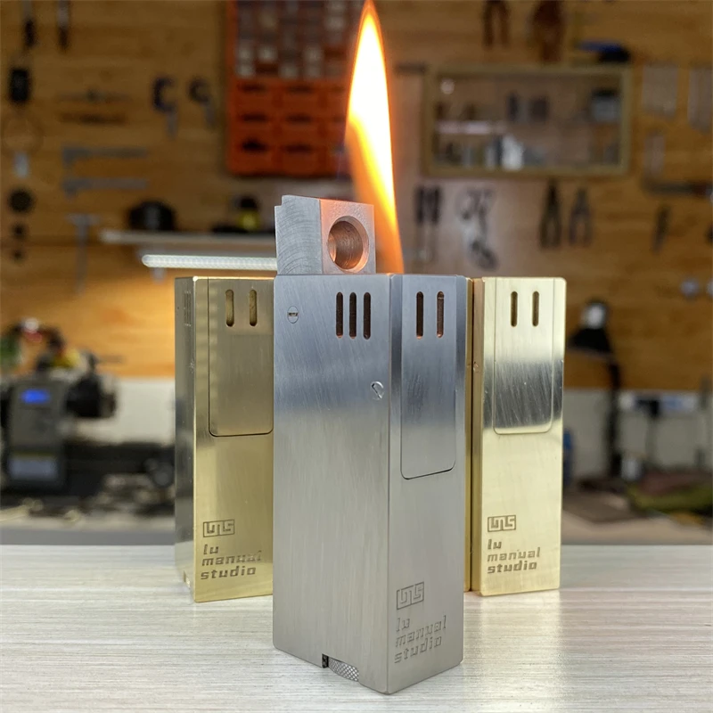 Handmade Original Brass/ Aluminum/Titanium Metal Gasoline Lighter One-Click Catapult Fire Hidden Buttons