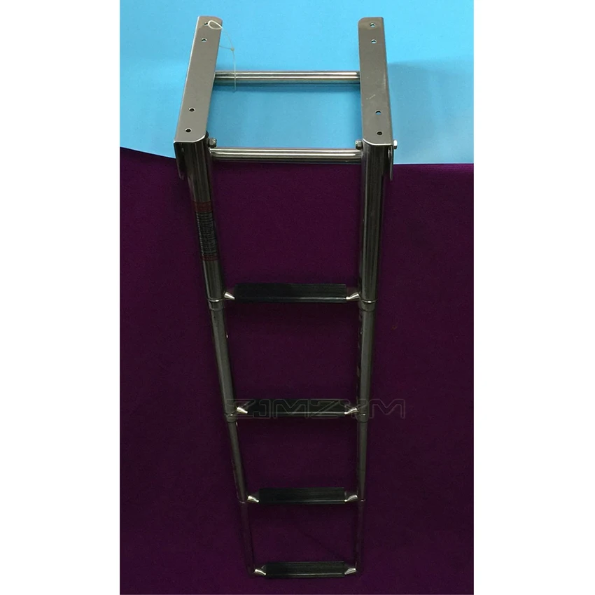 Marine 4-Step Boat Boarding Ladder Stainless Steel Telescopic Folding Ladder Boat Ladder Swimming Pool Ladder Boat Accessories