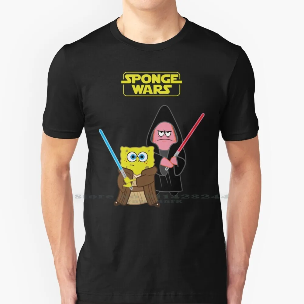 Sponge Wars 100% Cotton T Shirt Funny Humor Stra Gary Squidward Tentacles Plankton Puff Krabs Bikini Bottom Ocean Pacific Sandy