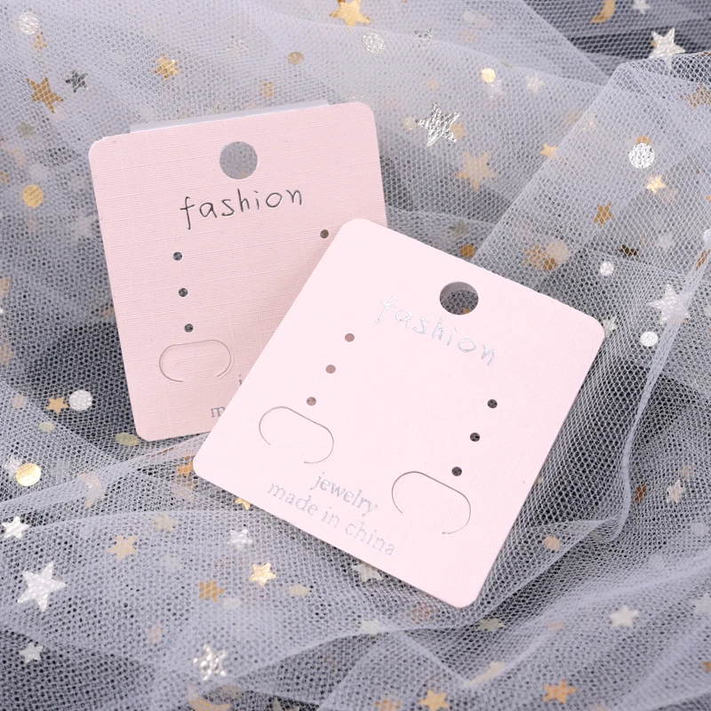 

Fashion New Hot 100pcs/lot Transparent Plastic Packing Earring Card With Light Champagne Special Paper 4.5x5cm DIY Jewelry Cards