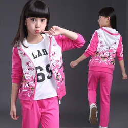 Autumn Fashion Girls Clothes Jacket Floral Kids Hoodies+Pants Tracksuit for Girls Sport Suit 2 Pcs Set Children's Clothing