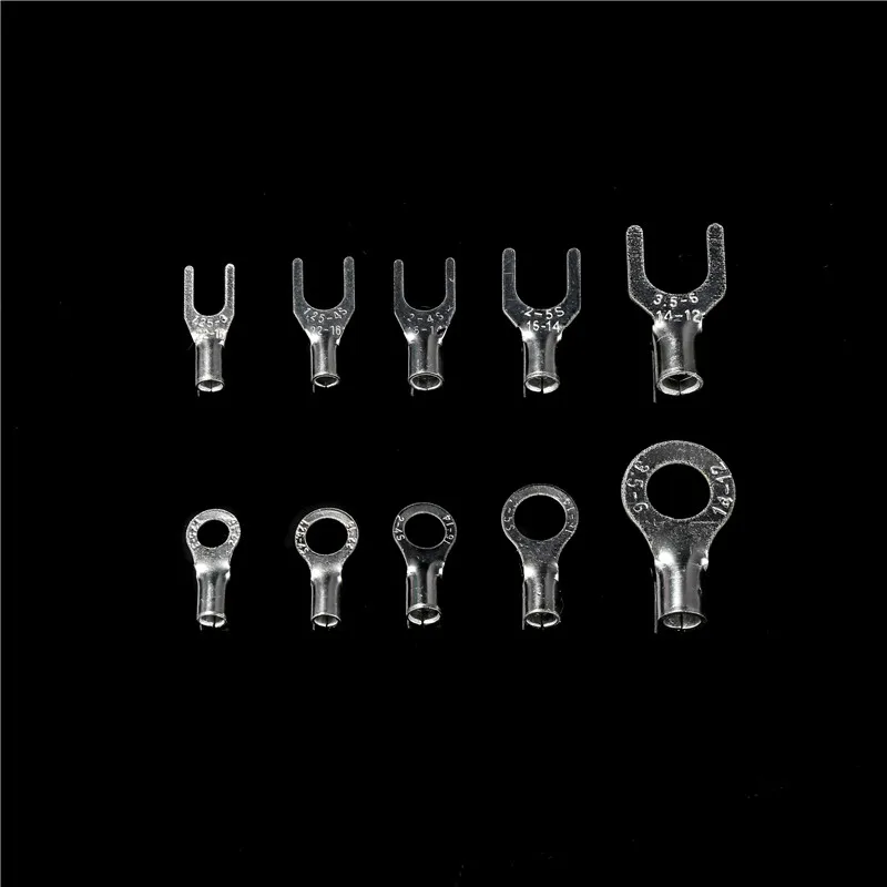 320Pcs/Box Terminals Non-Insulated Ring Fork 10 In 1 U-type Brass Terminals Assortment Kit Cable Wire Connector Crimp Spade