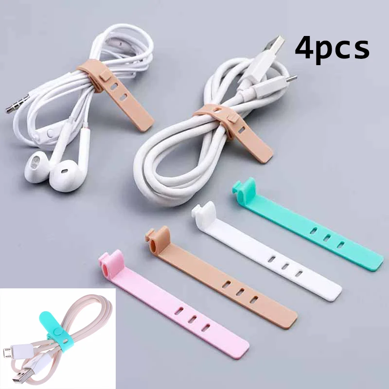 4Pcs Silica Gel Cable Winder Earphone Protector USB Phone Holder Packe Organizers For Mobile Phone Charging Data Line Protector