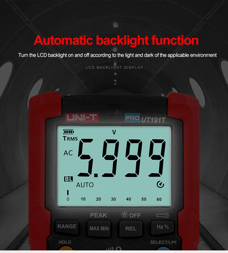 Imagem -03 - Uni-t Ut191e Ut191t Unidade Multímetro Digital Profissional Verdadeiro Rms Acv ac dc Tensão Medidor de Corrente Capacitor Resistor Tester