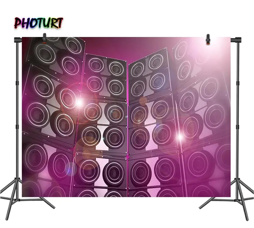 PHOTURT Music Sound Wall Photography Backdrop Birthday Party Background Pink Light Polyester Vinyl Photo Studios Props