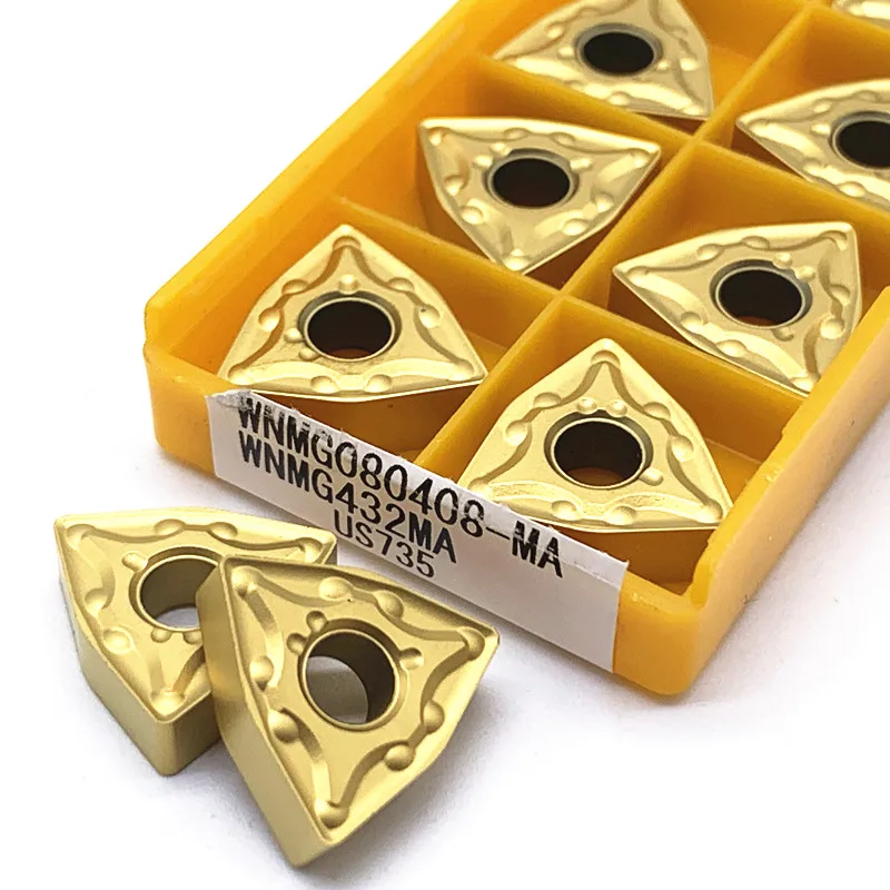 Herramienta de torneado externo WNMG080408 MA, 10 piezas, VP15TF, UE6020, US735, insertos de carburo, WNMG 080408, herramientas de torno