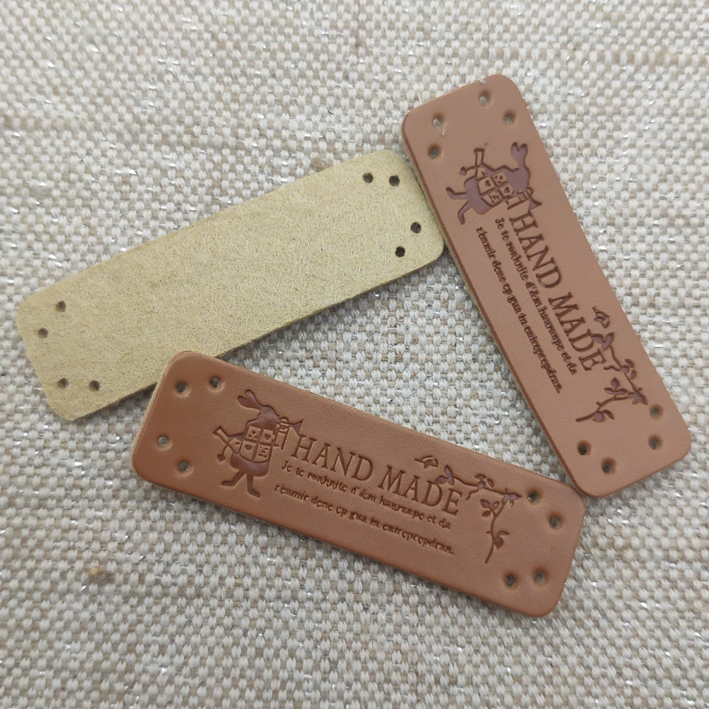 Win-Win Logo Hand Made Leather Labels For Gift Sewing Win Logo Hand Made Tags For Clothes Gift Handmade Leather Sewing Label