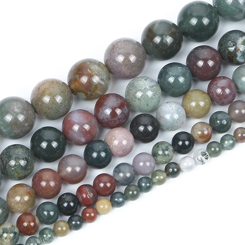 Natural Stone Indian Agates Beads Round Loose Beads For Jewelry Making DIY Necklace Bracelets Accessories Beads 4/6/8/10/12 MM