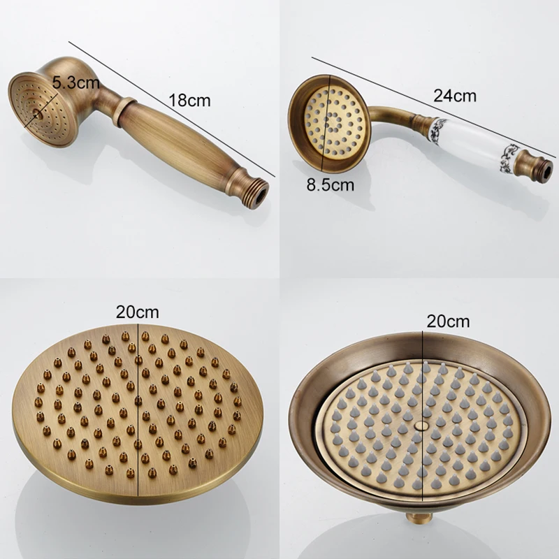 ELLEN Antique Bronze Shower Head Hand Shower Hand Spray Shower Holder Copper Bathroom Antique Bathroom Accessories ELS04