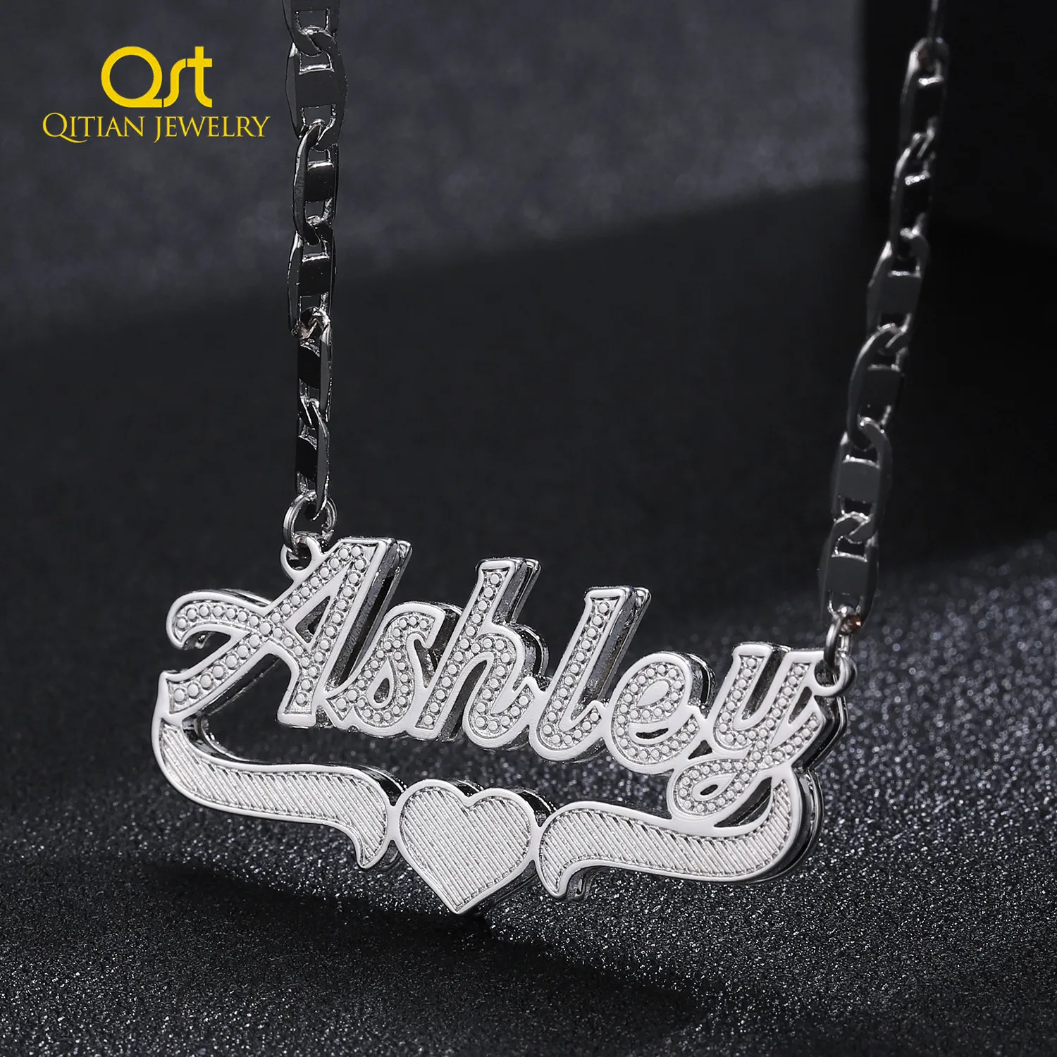 Customized  Name Necklace Double layer Plated Nameplate 3D Necklace Personalized Choker Charm Name Necklace Gifts For Women