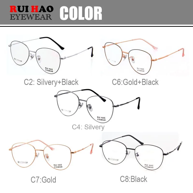 Unisex Prescription Glasses Cat Eye Eyeglasses Frame Customize Recipe Lenses Titanium Spectacles Frame Myopia Hyperopia Eyewear