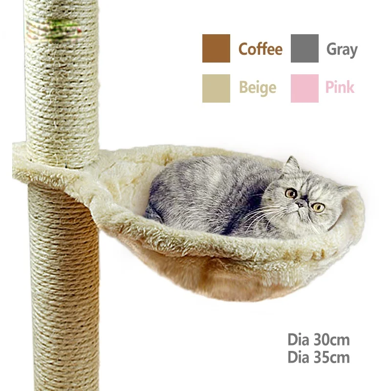 Soft Cat Hammock Install On Cat Tree Cat Sleeping Kennel Hanging Thick Plush 4Colors Big Capacity Dia 30cm/35cm Pet Bed Big Cat