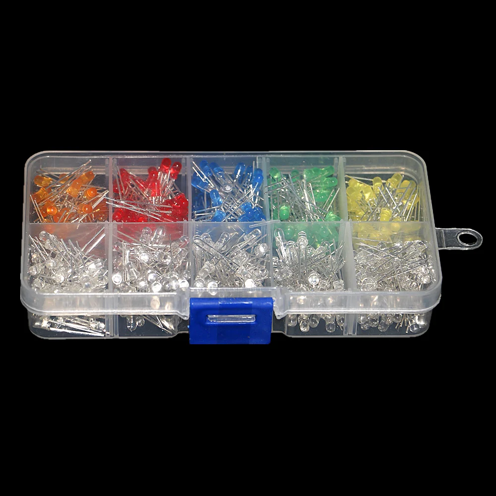 500 Teile/schachtel 3MM LED Diode Kit Mixed Farbe Rot Grün Gelb Blau Weiß Orange