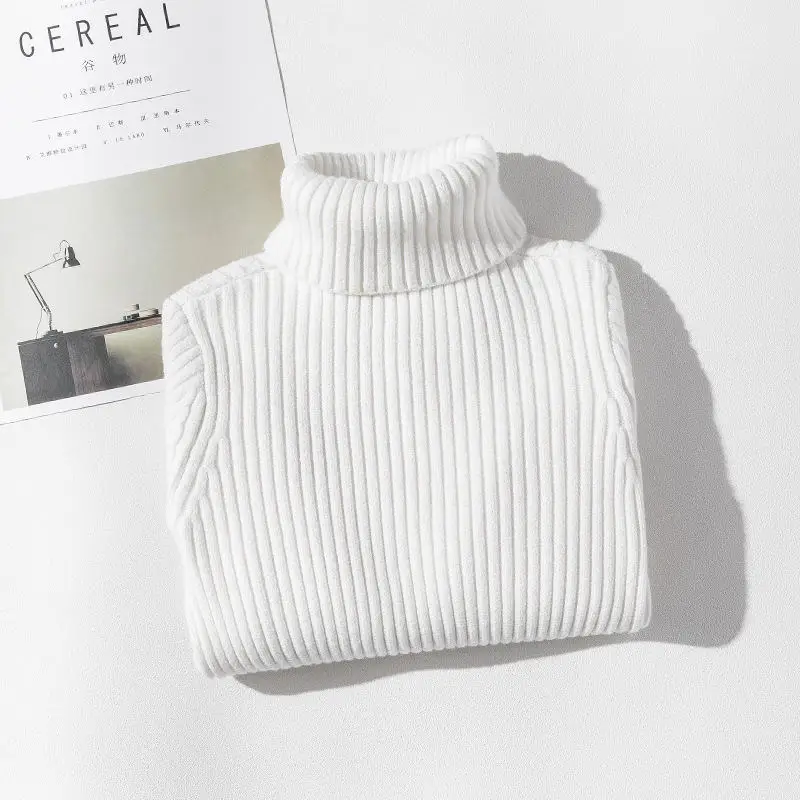 Girls Sweaters Turtleneck Solid Color Knitting Sweater Autumn Children Clothing White Pullover Kids Tops 2t 3t 4t 8 12 13 Years