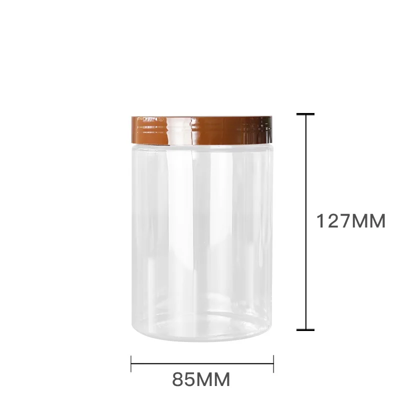 

15pcs Empty 600ML 83 Mouth Plastic Cream Jar Brown Lid Refillable Packaging Food Tea Storage Box Custom Facial Mask Jar Makeup