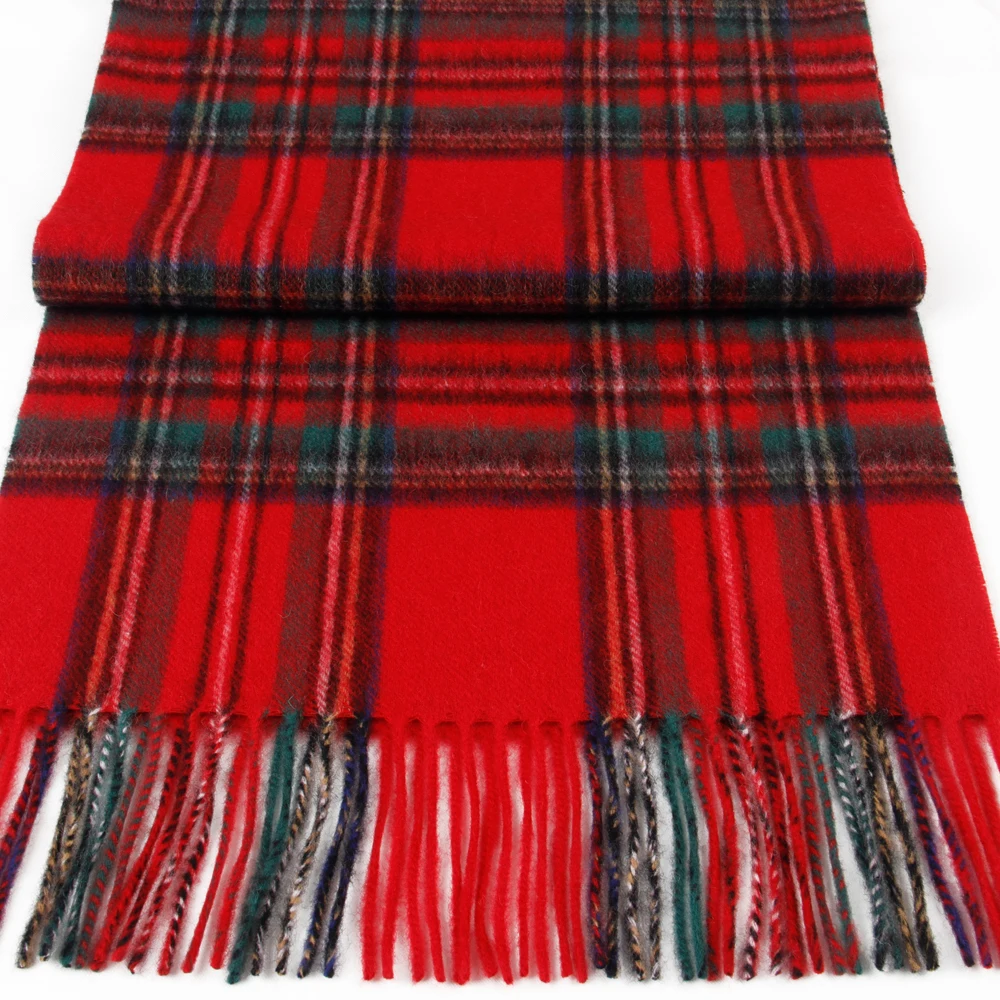 HOT Trendy Highly Selected 100% Wool Red Scottish Plaid Scarves,Warm Winter Men Scarf Houndstooth Comfortable Winter Scarves Man