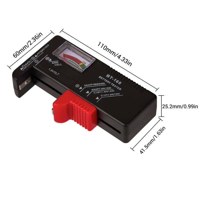 BT-168 AA/AAA/C/D/9V/1.5V Baterai Tombol Universal Sel Baterai Kode Warna Meter Menunjukkan Volt Tester Checker BT168 Daya AA