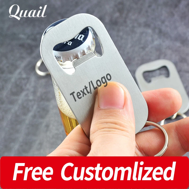 

Quail Simply Keychain Ring with Stainless steel Beer Bottle Opener Free Customlized Wedding Name/Text logo / Gifts