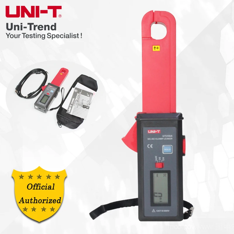 UNI-T UT258A AC/DC Leakages Clamp Meter; 60A Ammeter, RS-232 Data Transfer, Data Storage/Digital Hold/Zero Function