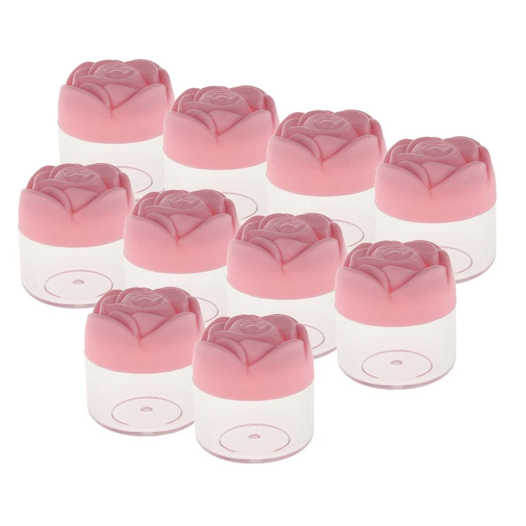 10 pezzi di 20g di Plastica Crema Cosmetica Contenitori con Rosa A Forma di Tappi A Vite, vuoto Campione di Trucco Vasetti Balsamo per le labbra Vaso vaso