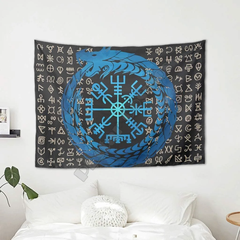 PLstar Cosmos Tapestry Viking Tattoo 3D Printing Tapestrying Rectangular Home Decor Wall Hanging Home Decoration Style-05